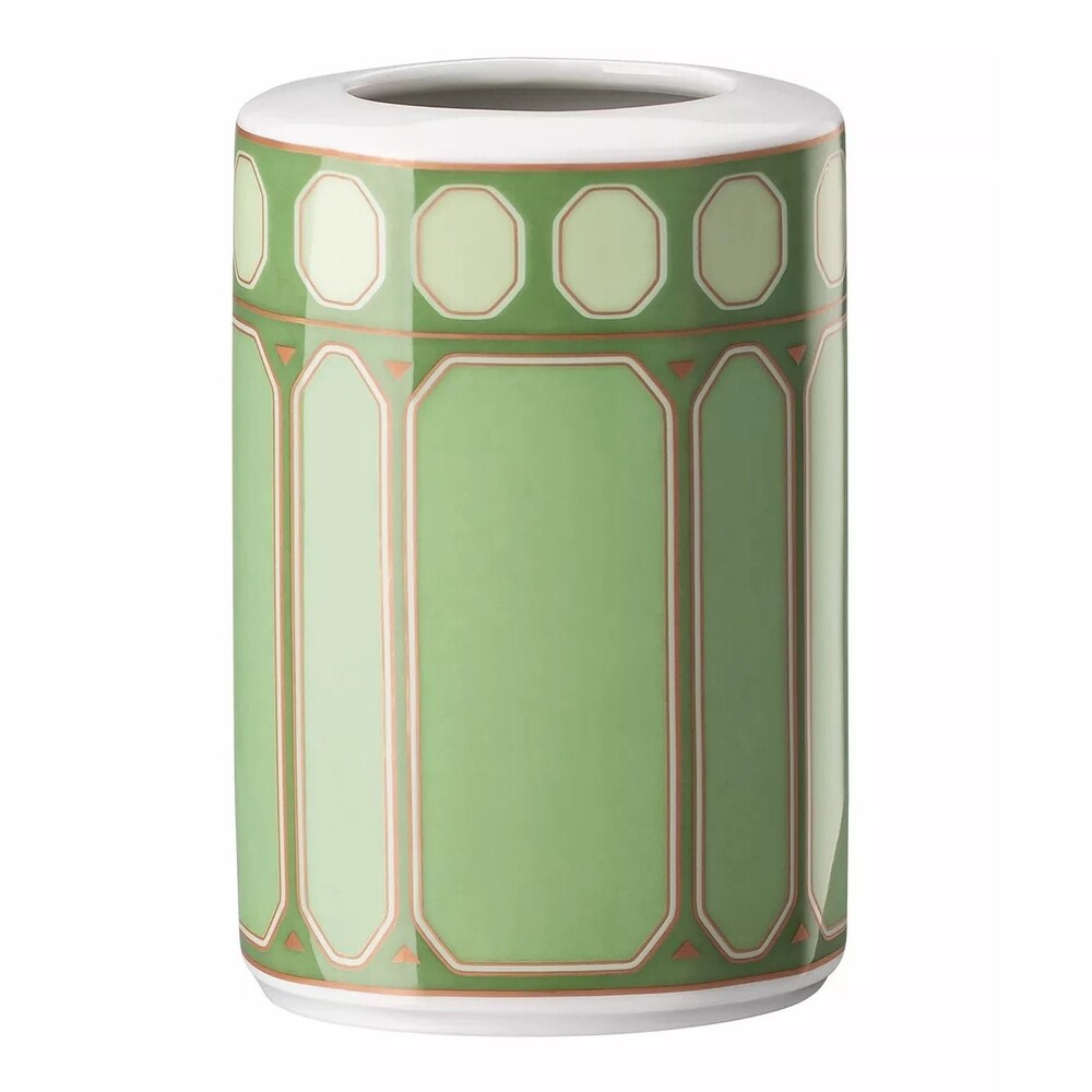 Rosenthal Swarovski Signum 3" Porcelain Vase Green Gold Accent Made in Germany